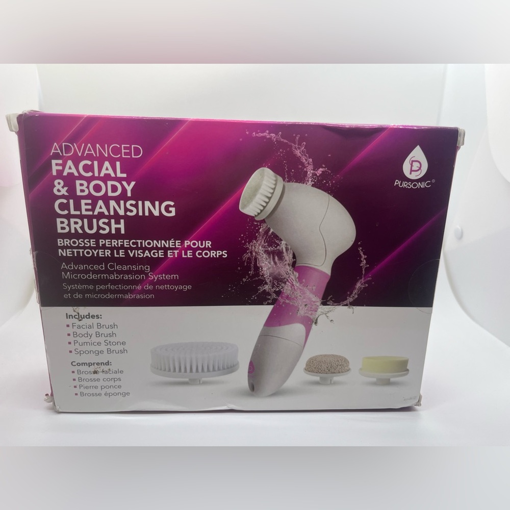 Pursonic Advanced Facial And Body Cleansing Brush Facial Sponge Pumice Stone NIB